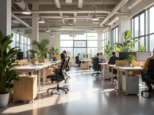 香港維堂國際教育有限公司办公室内部，现代化办公环境，员工正在工作，明亮自然光